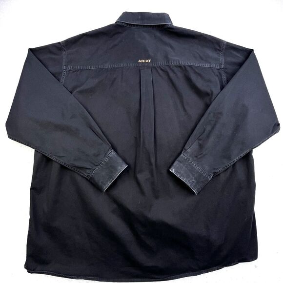 Ariat Shirt Mens XXL Black Long Sleeve Button Down 100% Cotton Workwear Western - Picture 6 of 12